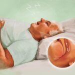 Person struggling to sleep due to summer heat and sleep apnea breathing issues